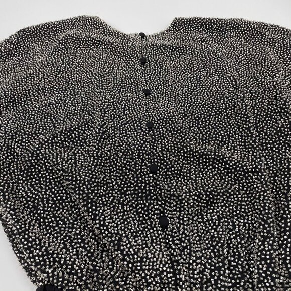Vintage Oleg Cassini Black Tie Beaded Bodysuit | Size S-L - Picture 11 of 16